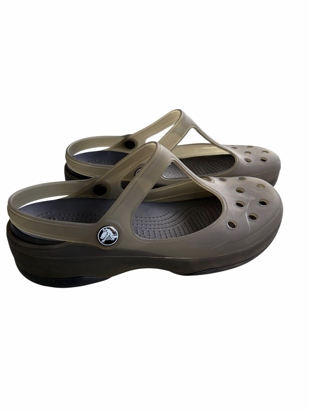 Crocs Carlie T Strap Mary Jane Jelly Size 7 Green Clogs Mules Comfort Y2K